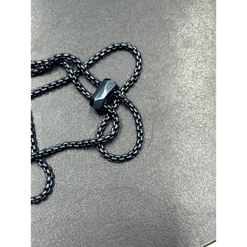 Kendra Scott Navy Gunmetal Daenerys Necklace in Indigo Dichroic Glass Adjustable